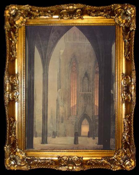 framed  Oehme, Ernst Ferdinand Cathedral in Winter (mk10), ta009-2
